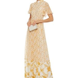 MIKAEL AGHAL Pleated floral-print chiffon maxi dress size 2